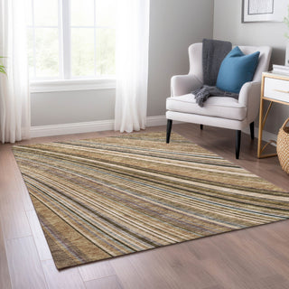Piper Looms Chantille Stripes ACN981 Taupe Machine Washable Area Rug Lifestyle Image Feature