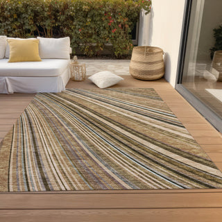 Piper Looms Chantille Stripes ACN981 Taupe Machine Washable Area Rug Outdoor Lifestyle Image Feature