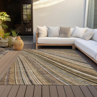 Piper Looms Chantille Stripes ACN981 Taupe Machine Washable Area Rug Outdoor Lifestyle Image Feature