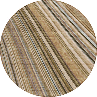 Piper Looms Chantille Stripes ACN981 Taupe Machine Washable Area Rug Round Main Image