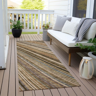 Piper Looms Chantille Stripes ACN981 Taupe Machine Washable Area Rug Runner Outdoor Lifestyle Image Feature