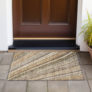 Piper Looms Chantille Stripes ACN981 Taupe Machine Washable Area Rug Scatter Outdoor Lifestyle Image Feature