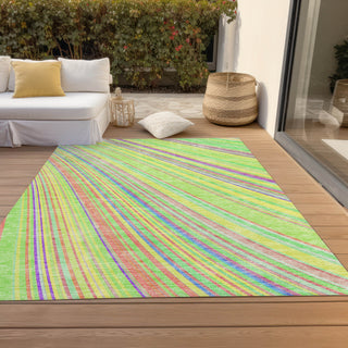 Piper Looms Chantille Stripes ACN981 Yellow Machine Washable Area Rug Outdoor Lifestyle Image Feature