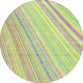 Piper Looms Chantille Stripes ACN981 Yellow Machine Washable Area Rug Round Main Image