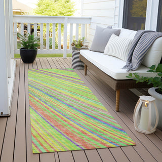 Piper Looms Chantille Stripes ACN981 Yellow Machine Washable Area Rug Runner Outdoor Lifestyle Image Feature
