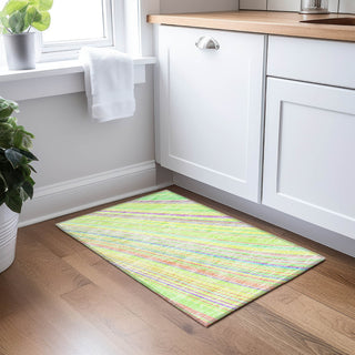 Piper Looms Chantille Stripes ACN981 Yellow Machine Washable Area Rug Scatter Lifestyle Image Feature