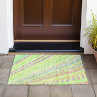Piper Looms Chantille Stripes ACN981 Yellow Machine Washable Area Rug Scatter Outdoor Lifestyle Image Feature