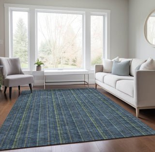 Piper Looms Chantille Stripes ACN982 Blue Machine Washable Area Rug Lifestyle Image Feature