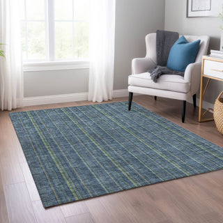 Piper Looms Chantille Stripes ACN982 Blue Machine Washable Area Rug Lifestyle Image Feature