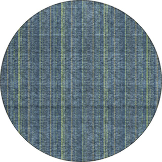 Piper Looms Chantille Stripes ACN982 Blue Machine Washable Area Rug Round Main Image