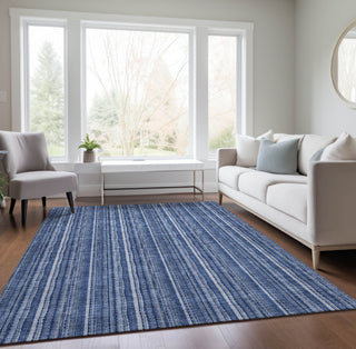 Piper Looms Chantille Stripes ACN982 Denim Machine Washable Area Rug Lifestyle Image Feature