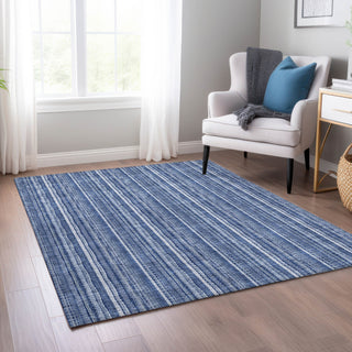 Piper Looms Chantille Stripes ACN982 Denim Machine Washable Area Rug Lifestyle Image Feature