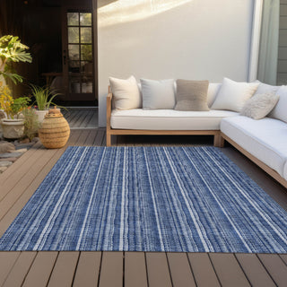 Piper Looms Chantille Stripes ACN982 Denim Machine Washable Area Rug Outdoor Lifestyle Image Feature