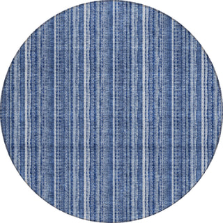 Piper Looms Chantille Stripes ACN982 Denim Machine Washable Area Rug Round Main Image