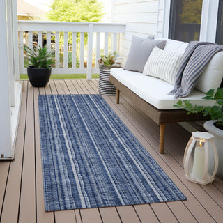 Piper Looms Chantille Stripes ACN982 Denim Machine Washable Area Rug Runner Outdoor Lifestyle Image Feature