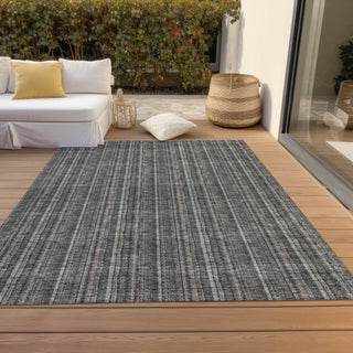 Piper Looms Chantille Stripes ACN982 Gray Machine Washable Area Rug Outdoor Lifestyle Image Feature