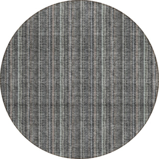 Piper Looms Chantille Stripes ACN982 Gray Machine Washable Area Rug Round Main Image