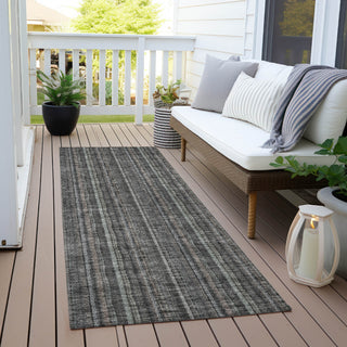 Piper Looms Chantille Stripes ACN982 Gray Machine Washable Area Rug Runner Outdoor Lifestyle Image Feature