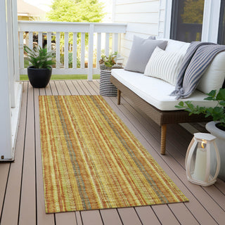 Piper Looms Chantille Stripes ACN982 Honey Machine Washable Area Rug Runner Outdoor Lifestyle Image Feature