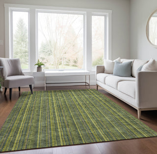Piper Looms Chantille Stripes ACN982 Olive Machine Washable Area Rug Lifestyle Image Feature