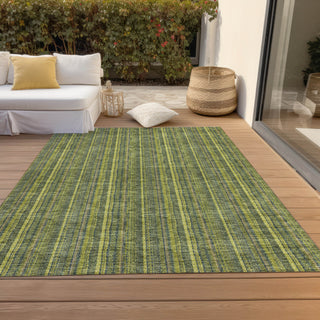 Piper Looms Chantille Stripes ACN982 Olive Machine Washable Area Rug Outdoor Lifestyle Image Feature