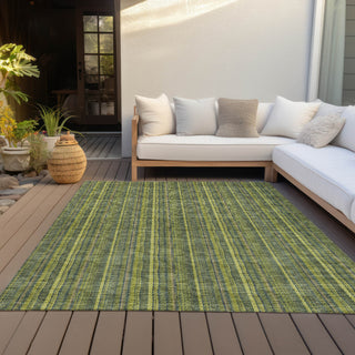 Piper Looms Chantille Stripes ACN982 Olive Machine Washable Area Rug Outdoor Lifestyle Image Feature