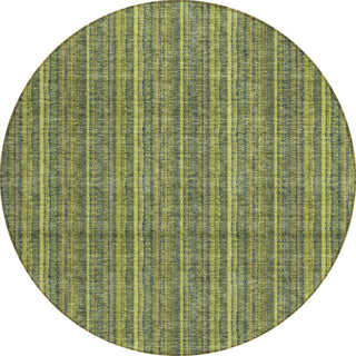 Piper Looms Chantille Stripes ACN982 Olive Machine Washable Area Rug Round Main Image