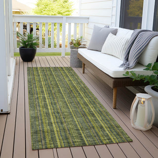 Piper Looms Chantille Stripes ACN982 Olive Machine Washable Area Rug Runner Outdoor Lifestyle Image Feature