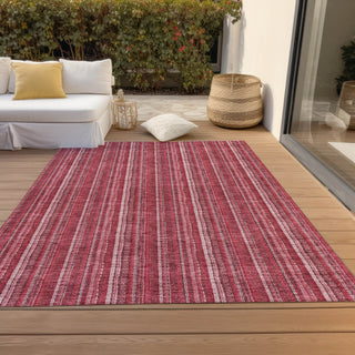 Piper Looms Chantille Stripes ACN982 Pink Machine Washable Area Rug Outdoor Lifestyle Image Feature