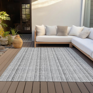 Piper Looms Chantille Stripes ACN982 Silver Machine Washable Area Rug Outdoor Lifestyle Image Feature