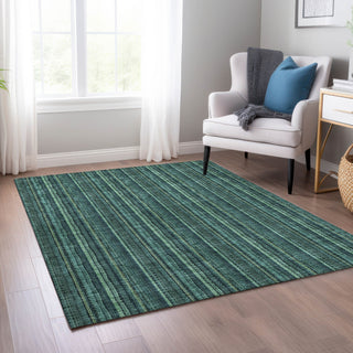 Piper Looms Chantille Stripes ACN982 Teal Machine Washable Area Rug Lifestyle Image Feature