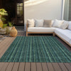 Piper Looms Chantille Stripes ACN982 Teal Machine Washable Area Rug Outdoor Lifestyle Image Feature