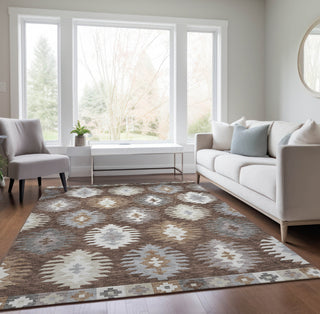 Piper Looms Chantille Southwest ACN983 Brown Machine Washable Area Rug Lifestyle Image Feature