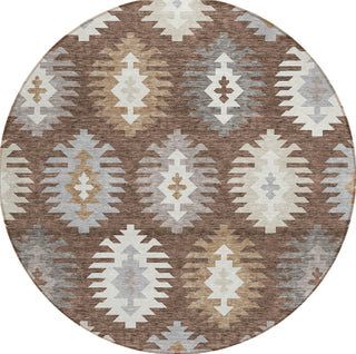 Piper Looms Chantille Southwest ACN983 Brown Machine Washable Area Rug Round Main Image