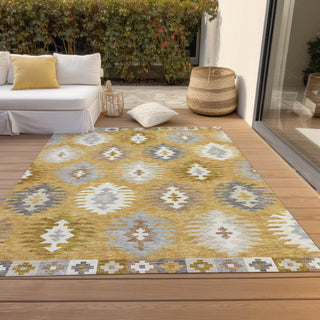 Piper Looms Chantille Southwest ACN983 Gold Machine Washable Area Rug Outdoor Lifestyle Image Feature