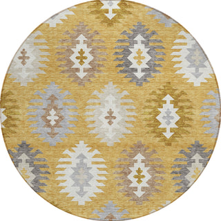 Piper Looms Chantille Southwest ACN983 Gold Machine Washable Area Rug Round Main Image