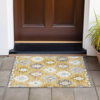 Piper Looms Chantille Southwest ACN983 Gold Machine Washable Area Rug Scatter Outdoor Lifestyle Image Feature