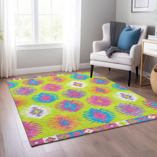 Piper Looms Chantille Southwest ACN983 Lime Machine Washable Area Rug Lifestyle Image Feature