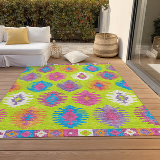 Piper Looms Chantille Southwest ACN983 Lime Machine Washable Area Rug Outdoor Lifestyle Image Feature