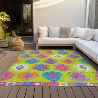 Piper Looms Chantille Southwest ACN983 Lime Machine Washable Area Rug Outdoor Lifestyle Image Feature