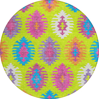 Piper Looms Chantille Southwest ACN983 Lime Machine Washable Area Rug Round Main Image