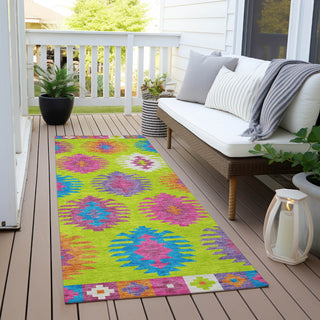Piper Looms Chantille Southwest ACN983 Lime Machine Washable Area Rug Runner Outdoor Lifestyle Image Feature