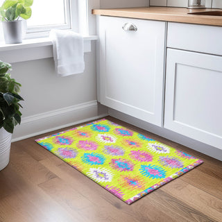 Piper Looms Chantille Southwest ACN983 Lime Machine Washable Area Rug Scatter Lifestyle Image Feature