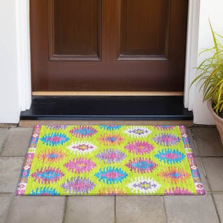 Piper Looms Chantille Southwest ACN983 Lime Machine Washable Area Rug Scatter Outdoor Lifestyle Image Feature