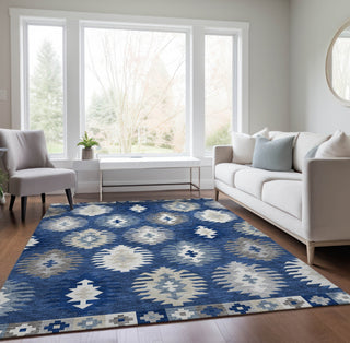 Piper Looms Chantille Southwest ACN983 Navy Machine Washable Area Rug Lifestyle Image Feature