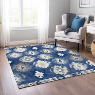 Piper Looms Chantille Southwest ACN983 Navy Machine Washable Area Rug Lifestyle Image Feature