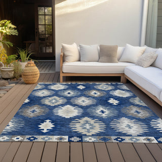 Piper Looms Chantille Southwest ACN983 Navy Machine Washable Area Rug Outdoor Lifestyle Image Feature
