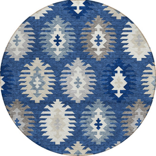 Piper Looms Chantille Southwest ACN983 Navy Machine Washable Area Rug Round Main Image