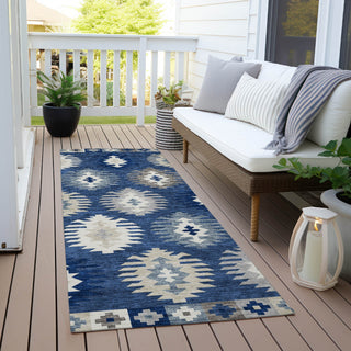 Piper Looms Chantille Southwest ACN983 Navy Machine Washable Area Rug Runner Outdoor Lifestyle Image Feature