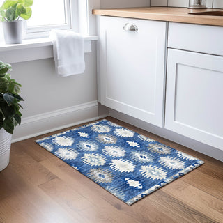 Piper Looms Chantille Southwest ACN983 Navy Machine Washable Area Rug Scatter Lifestyle Image Feature